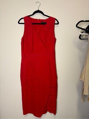 Banana Republic Red Sleeveless Midi Sheath Dress